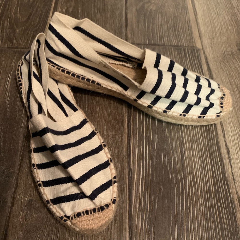 New TONI PONS navy white striped espadrille 40